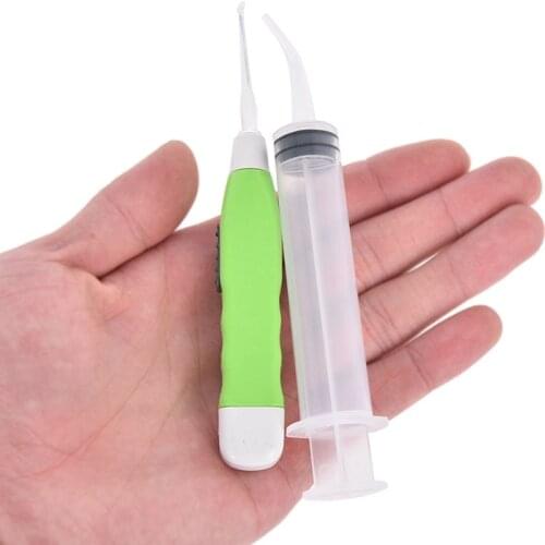 1Set LED Light Ear Wax Remover Stainless Steel Earpick Irrigator Syringe Clean Care Tool New Tonsil Stone Remover Tools Random