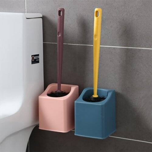 1pc New Toilet Brush And Holder Soft Bristle Wall-mounted Bathroom Toilet Cleaning Tools WC Bathroom Accessories Sets 3 Colors