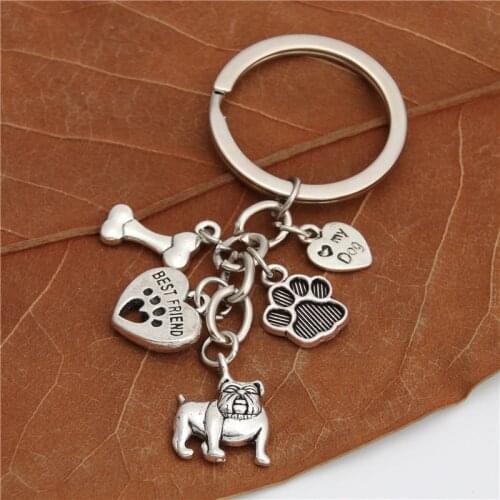 1Pc Cute Pet Dog Charms Keyholder Top Dog House Bone Hollow Claw Keyring For Dog Lovers Gift Jewelry Handmade