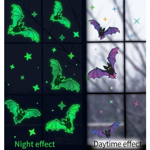 2021 Hot Sale Glowing In The Dark Eyes Wall Glass Sticker Halloween Decoration Decals Luminous Home Ornaments- Green