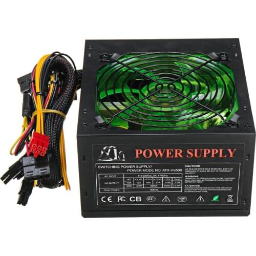 2021 New 500W PC Power Supply 120mm LED Fan 24 Pin PCI SATA ATX 12V PC Computer Power Supply For Intel AMD Computer