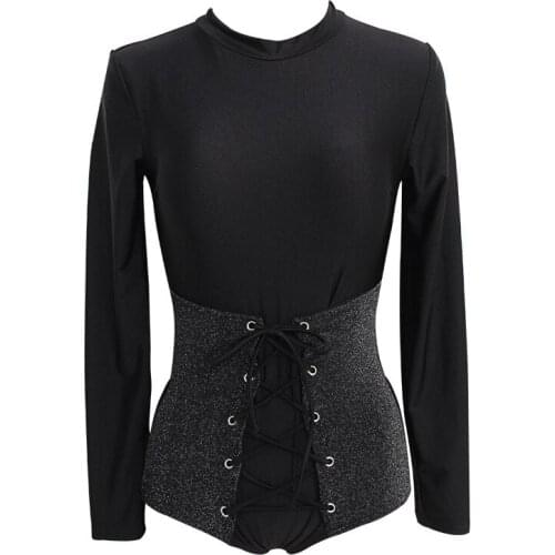 2021 Women Black Long Sleeve One Piece Swimwear Bandage Bathing Suit Summer Sexy Swimming Beachwear Swimsuit Swim Monokini Suits