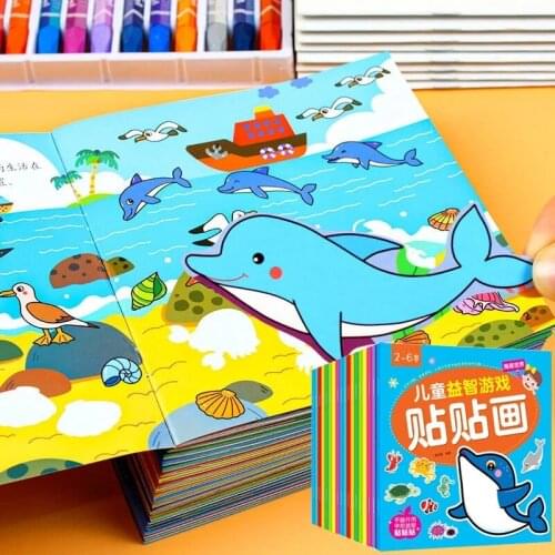 24 Books Childrens Sticker Book 3-6 Baby Paste Stickers Cartoon Sticker Stickers Enlightenment Educational Toys Early Education
