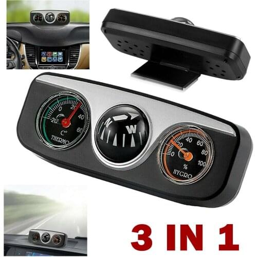 3 In 1 Guide Ball Car Compass Thermometer Hygrometer Car Ornament Car Styling Interior Accessories