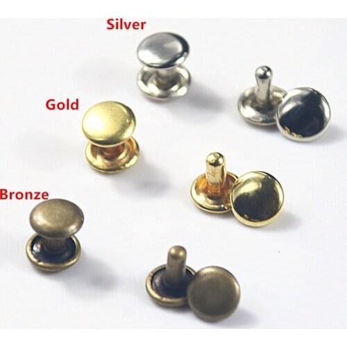 50sets Metal Double Cap Side Round Rapid Rivet Leathercraft Leather Belt Wallet Bag Shoe Decorative DIY Punk Nailhead Spike Stud