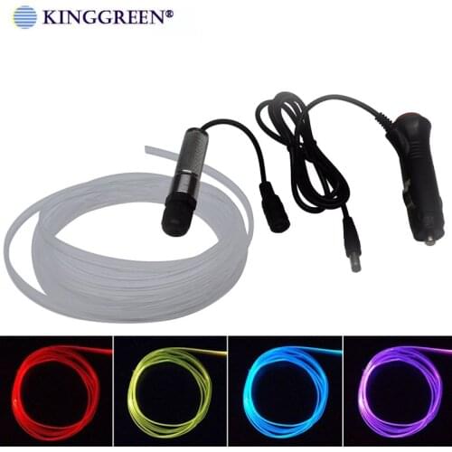 Transparent side glow 2 meter 3mm plastic PMMA fiber optic cable + DC12V 2W mini car fiber cable lighting engine free shipping