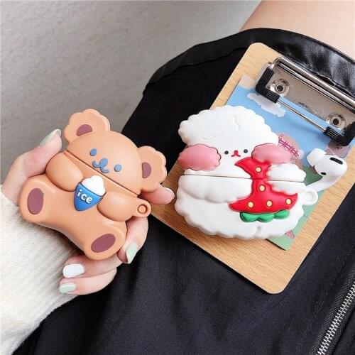 Ice Cream Bear for Apple AirPods Pro Case Silicone Protective Cover Strawberry Bunny for Airpods 12 Case Keychain Accessories