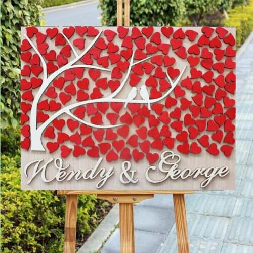 Wood Guest Book Wedding Guest Book Tree Baby Shower Guest Book Tree of Life Custom Color and Bride Groom Name