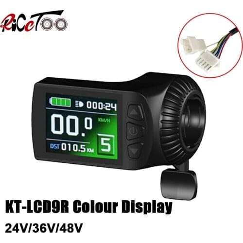 KT Electric Bike LCD9 Colour Display 24V 36V 48V Ebike Intelligent Control Panel KT Controller Parts with Right Thumb Throttle