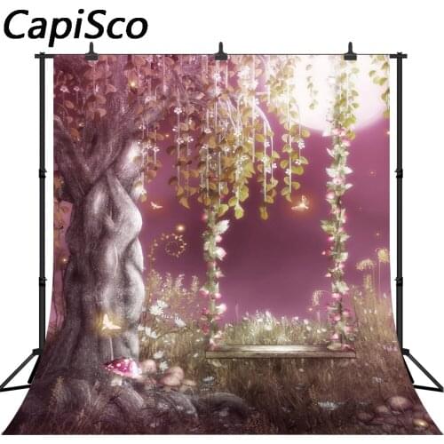 Capisco Moonlight Fairy Tale Flower mushroom Decor Photography Backgrounds Customized Photographic Backdrops For Photo Studio