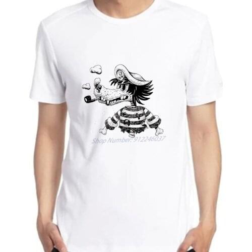 Men t-shirt Nu Pogodi Wolf Russia Humorous TV Short Sleeve Printed Breathable Tee Tops oversized t shirt Streetwear men clothing