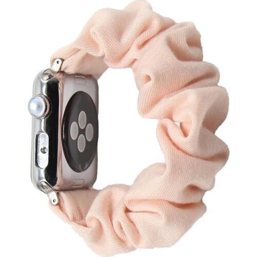 Cotton Elastic Scrunchies Smart Apple Watch Band 5 4 42mm 38mm For Girls Women Cotton Bands 40mm Series 5 4 3 2 1 44mm 40mm