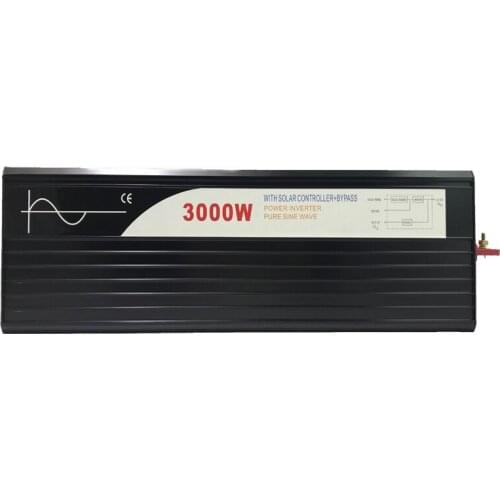 Pure sine wave solar power inverter 3000w 12V/24V DC to AC 120V/220V with solar controller with bypass