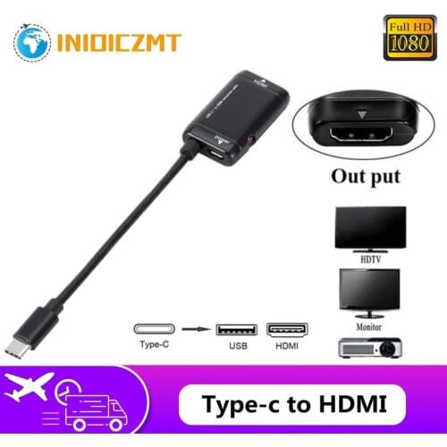 INIOICZMT USB C to HDMI Cable Compatible Adapter 1080P Type-c to HDMI for huawei mate 20 macBook pro 2018 ipad pro galaxy S9