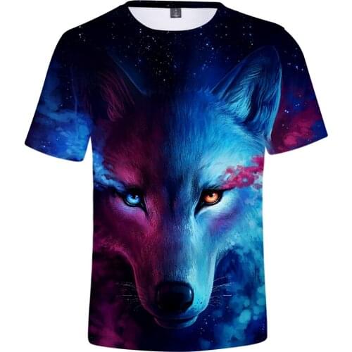 Space Galaxy 3D Wolf T shirt Kids Adults Ice and Fire 3d Print T-shirt Fashion Harajuku Streetwear Tshirt Tops Men Women Clothes