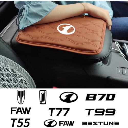 Leather Car Handrest Armrest Box Mats Cover Hand Pillow Pad For FAW Group Besturn Junpai Bora Jinn Vita Xiali Hongqi Admiral