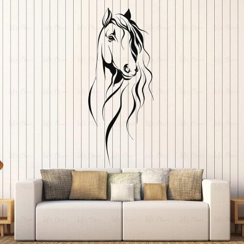 Beautiful Horse Head Wall Decal Pet Animal Art Decor Office Vinyl Wall Stickers For Living Room Chinese Style Decoration Theme