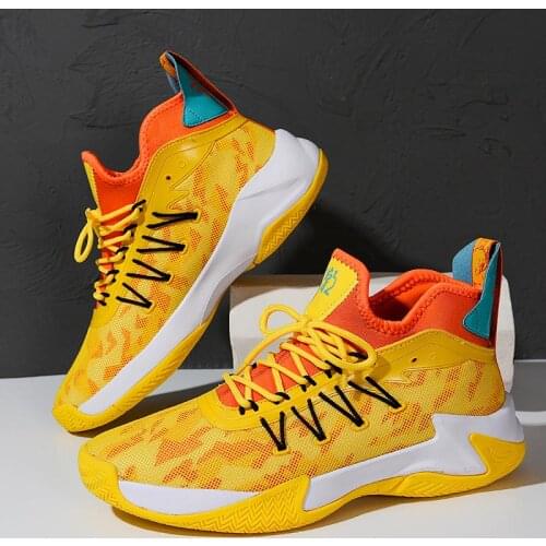 Large Size High Top Non-slip Mens Running Shoes Mens Sneakers Mens Summer Sports Shoes Shoes Sport Men Running Yellow GMD-0589