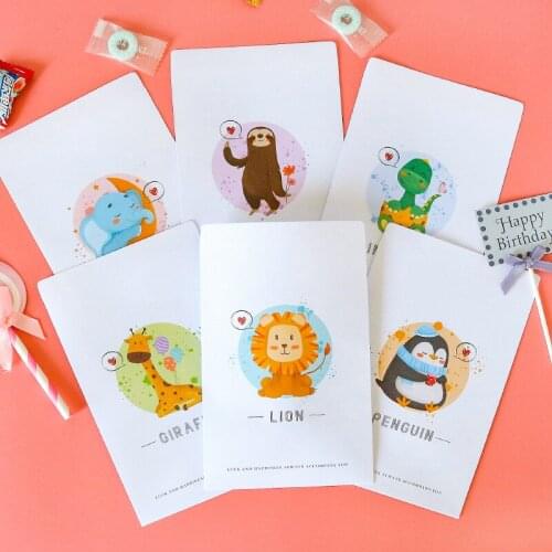 12sets Mini Paper Bags Cute Lion Dinosaur Cartoon White Gift Bag Birthday Party Favor Bag for Jungle Theme DIY Wrapping Supplies