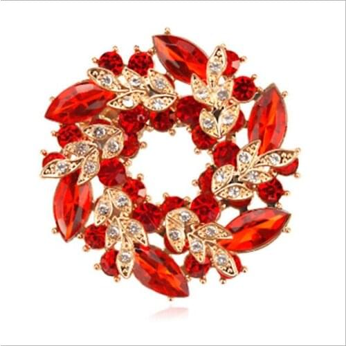 10Pcs/Lot Fashion Corsage Ornaments Shiny Rhinestones Crystal Bauhinia Womens Circle Brooches Wearing Wedding Party Decorations