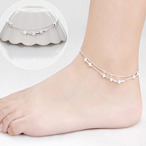 Fashion Women Anklet Bracelet on the leg Simple Design Women Anklets Star Heart Beads Chain Barefoot Sandal браслеты женские