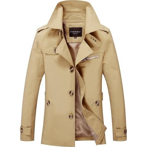 Man Cotton Smart Casual Slim Fit Design Office Jackets Overcoat Plus Size M-5XL Spring Autumn Mens Long Thin Trench Coats