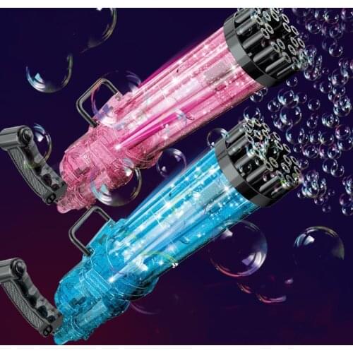 New Gatling Bubble Machine 21 Hole Automatic Bubble Guns For Kids Electric Bubble Shooter Gatling Summer Soap Water Bubble Maker