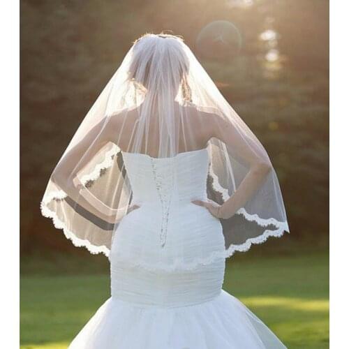 New Arrival Women Pure white Bride Wedding Wedding Frilly lace Hair head Veil WITH COMB