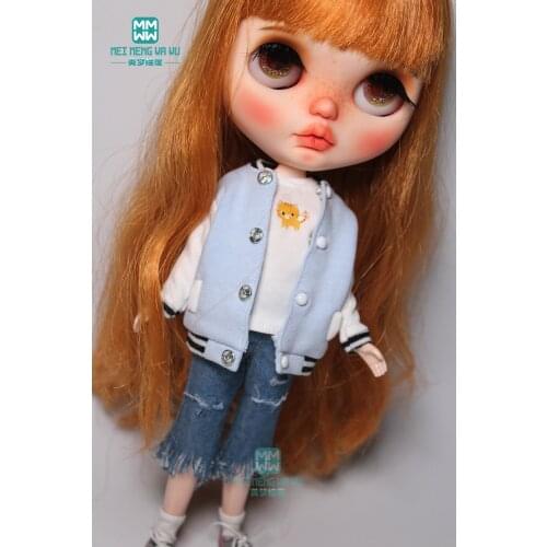 Clothes for doll fits Blyth Azone 1/6 doll accessories fashion Blue sweatshirt, T-shirt, jeans