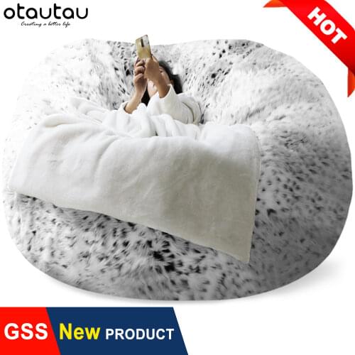 Fluffy Giant Sofa Cover Beanbag Chair Pouf Bed Big Bean Bag Couch Futon Puff Seat Ottoman Relax Lounge Furniture Otautau Custom