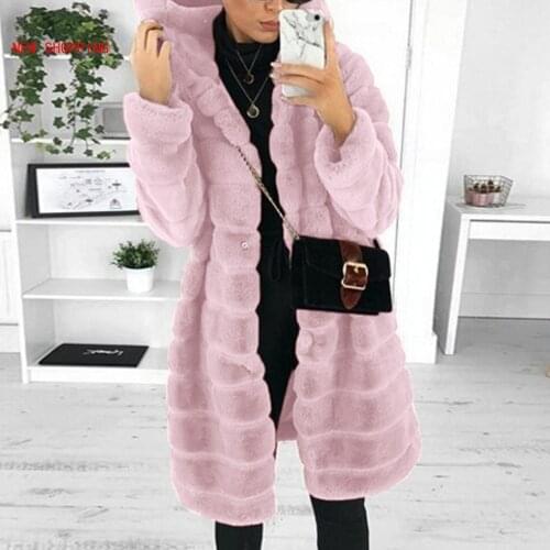 2020 Winter Lady Casual Solid Teddy Coat Women Long Sleeve Fleece Long Jacket Hooded Lamb Fur Coat Women Warm Outerwear Fourrure