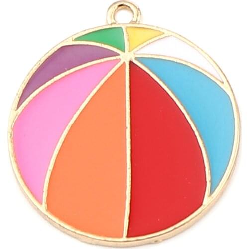 Zinc Based Alloy Charms B=all Gold Plated Multicolor Enamel 28mm x 25mm, 10 PCs