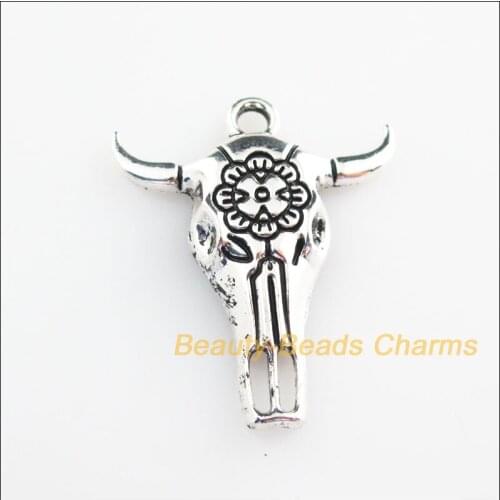 12 New Pendants Animal Bullhead Tibetan Silver Tone Charms 26x32mm