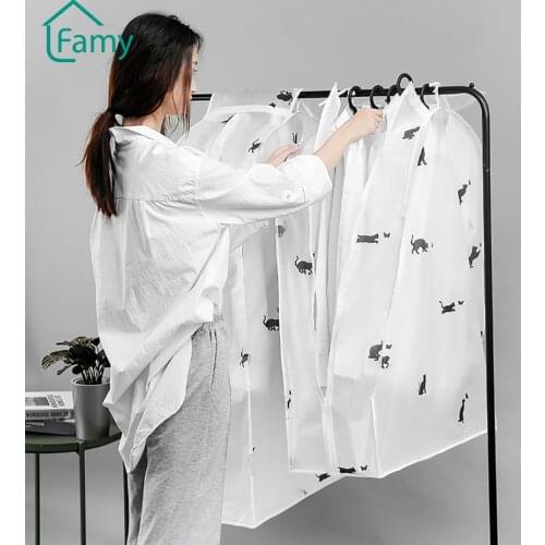 Wardrobe Dust Cover Garment Rack Cover Clear Dust-Proof with Zipper Clothing Suit Coat Dress Hanging Garment Bag Closet Storage