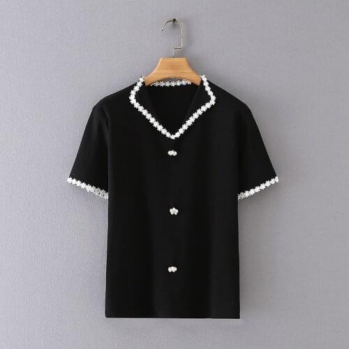 Plus Size Womens Summer Tshirts Casual V-neck Slim Tops Crochet Fashion Croptop