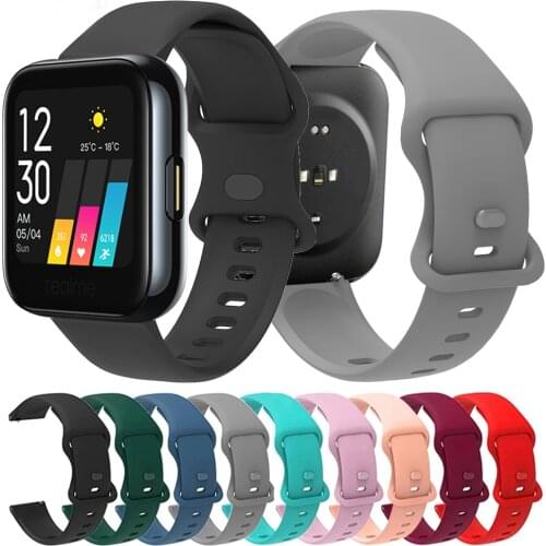20mm 22mm Solid color Silicone Watchband Strap For Realme Watch Smart Watch Band For Realme Watch 2 2 Pro