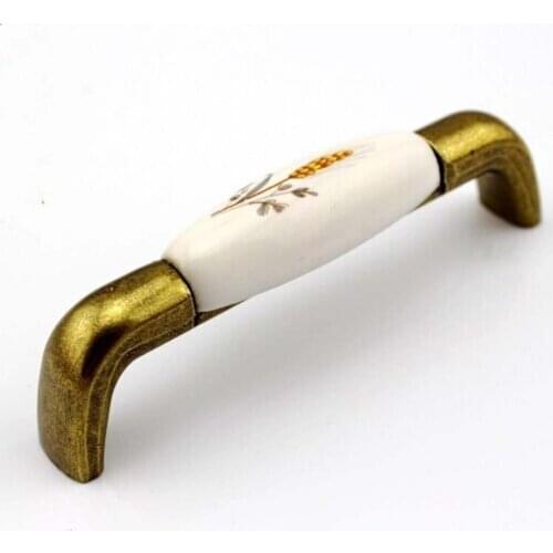96mm kitchen cabinet handle ceramic drawer pull bronze zinc alloy cupboard dresser furniture handles pulls knobs