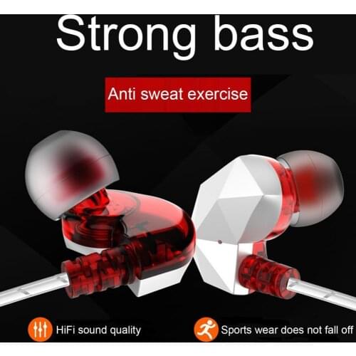 S360 Sports Running Earphones Fashion In-ear Diamond Shaped Music Bass Earplugs