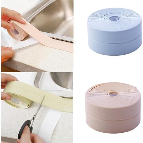 Bathroom Kitchen PVC Bathroom Shower Sink Bath Sealing Strip Tape White PVC Self Adhesive Waterproof Wall Sticker