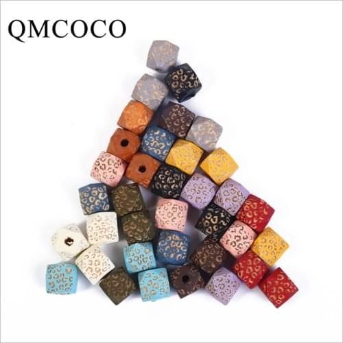 DIY 20Pcs/Pack Colorful Stripes Carved Rhombus Wooden Beads Decorations Crafts Kids Jewelry Baby Toys Bracelet Accessories