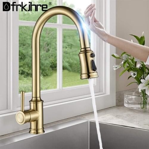 Smart Touch Control Kitchen Faucet Crane For Sensor Kitchen 3-way Pull Out Sprayer 360 Rotation Water Single Handle Mixer Tap
