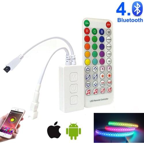 WS2812B Bluetooth Controller For Addressable LED Strip Light WS2811 Dream Color LED Tape Smart APP & IR Remote & Music Control