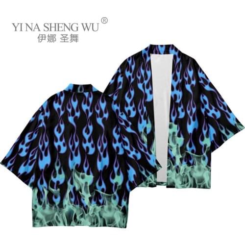 Harajuku Japanese Fashion Kimono Men Cardigan Loose Blouse Haori Printing Tops Asian Clothes Samurai Streetwear Jacket Costumes