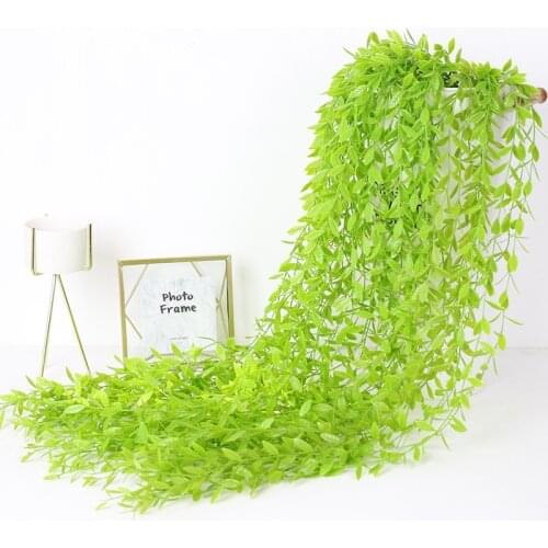 1Pcs 100Cm Green Silk Artificial Hanging Leaf Garland Plants Vine Leaves Diy For Home Wedding Party Bathroom Garden Decoration