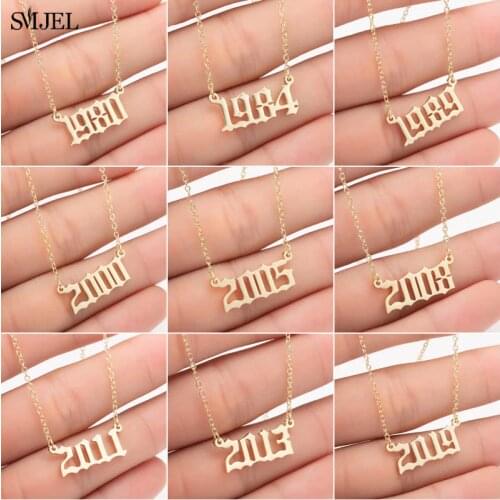 Women Personalize Necklace Special Date Year Number Necklaces Pendants 1974 1976 1979 from 1970 to 2020 Trendy Jewelry Gifts