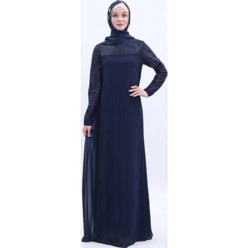 Muslim Summer New Style Middle East Sequin Stitching Long Skirt Womens Dress