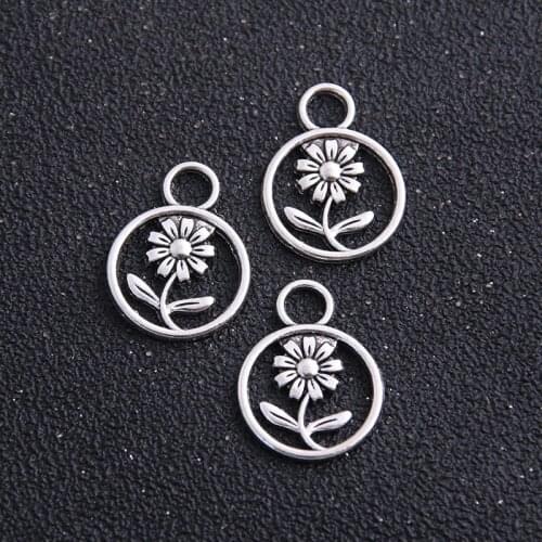 14 pieces/lot Free shipping Antique 18*23mm Metal Alloy Flower Charms Jewelry Making Charms