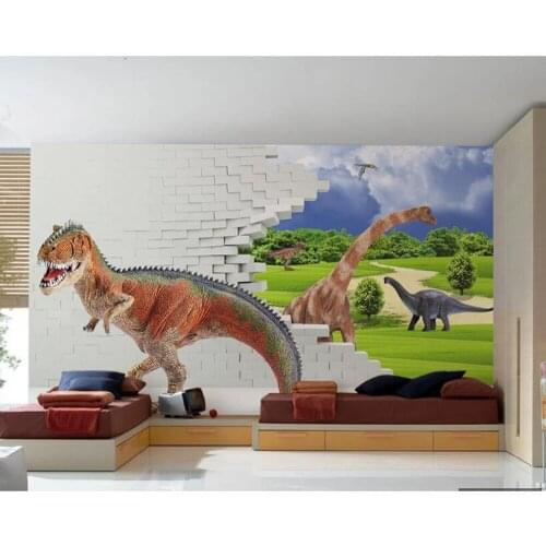 Papel de parede 3d stereo brick wall cartoon dinosaur wallpaper,living room children bedroom wall papers home decor mural