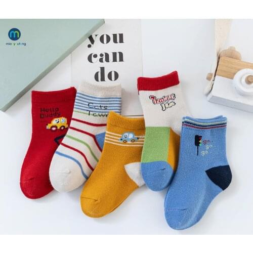 5 Pairs/Lot New Children Socks Spring&Autumn Cotton High Quality Cartoon Girls Socks With Boys Socks 1-12 Year Kids Miaoyoutong