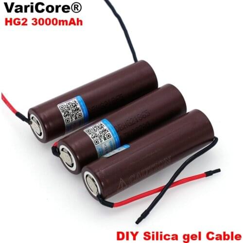 VariCore new HG2 18650 3000mAh battery 18650HG2 3.6V discharge 20A, dedicated batteries+DIY Silica gel Cable